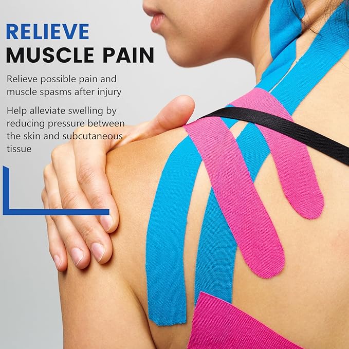 5 Rolls Kinesiology Tape, 5 Colors 2 inch x 16.4 Feet Waterproof Athletic Tape, Uncut Kinetic Tape, Elastic Muscle Tape, Sports Tape, Knee Tape for Exercise and Daily Use