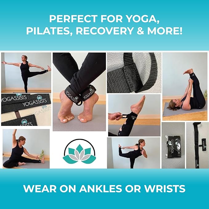 Stretch Straps for Yoga & Stretching - Increase Reach & Hold Poses Longer - Straps Stay w/You During Your Flow - Lightweight, Durable & Compact (2 Straps)