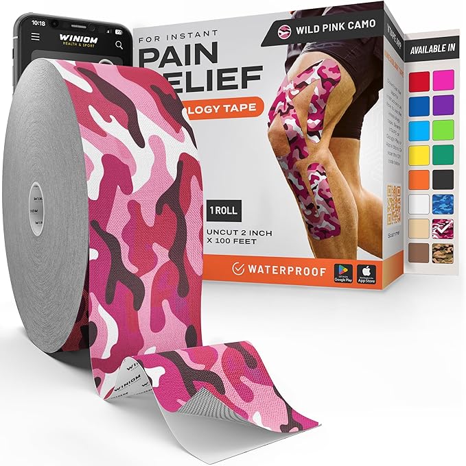 Kinesiology Tape-Incredible Support for Athletic Sports and Recovery + Free Taping Guide-Uncut 2 inch 100 feet Roll (Wild Pink Camo + Free Taping Guide, Pack of 1)