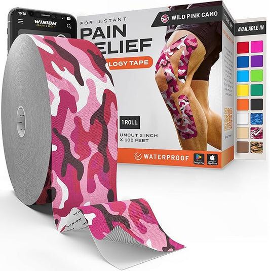Kinesiology Tape-Incredible Support for Athletic Sports and Recovery + Free Taping Guide-Uncut 2 inch 100 feet Roll (Wild Pink Camo + Free Taping Guide, Pack of 1)