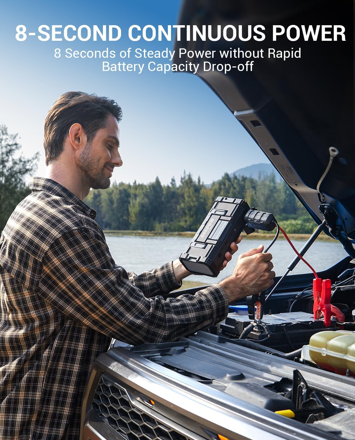 AVAPOW 6000A Car Battery Jump Starter(for All Gas or up to 12L Diesel) Powerful Car Jump Starter with Dual USB Quick Charge and DC Output,12V Jump Pack with Built-in LED Bright Light