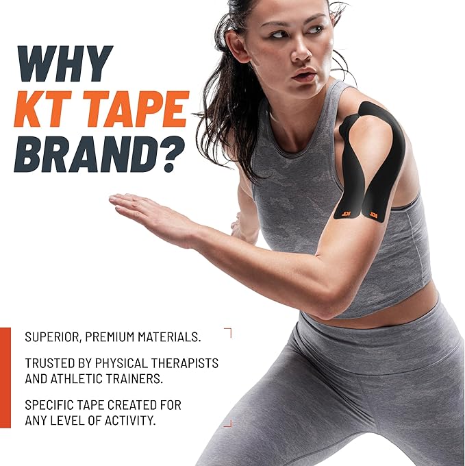 KT Tape, Original Cotton, Elastic Kinesiology Athletic Tape, 20 Count, 10” Precut Strips