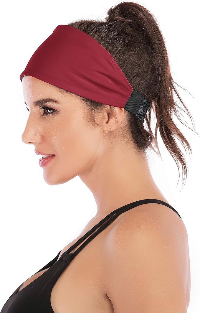IUGA Adjustable Headbands for Women Non Slip Stretchy Workout Sweatbands for Sports Yoga Fitness Running Hairbands Bike Helmet Friendly Fits All Women & Men