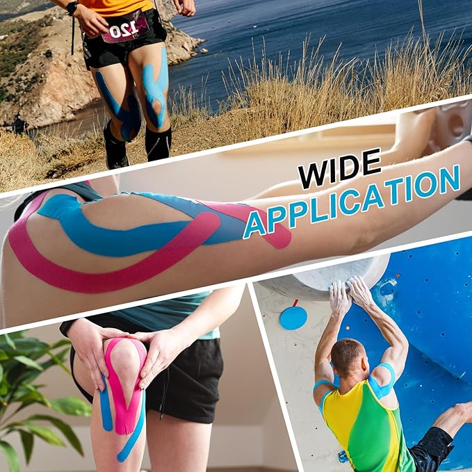 PATIKIL 5.5 Yard x 4 inch Kinesiology Tape, 1 Roll Adhesive Cotton Sports Muscle Support Tapes Waterproof Elastic Tape for Knee Ankle Wrist Shoulder, Black