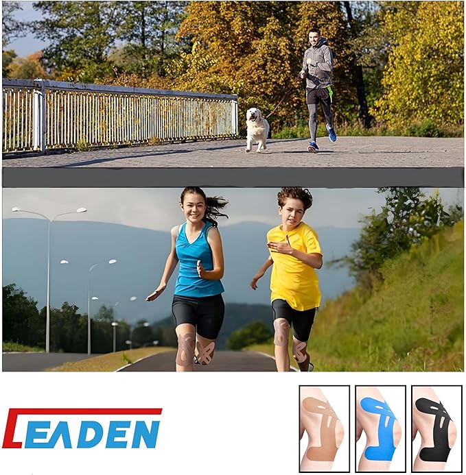 IEADEN Precut Kinesiology Tape for Knees, 20 Pcs - Knee Support & Stability, Knee Pain Relief Athletic Tape - Waterproof & Elastic, Breathable Hypoallergenic Latex-Free Tape, Blue