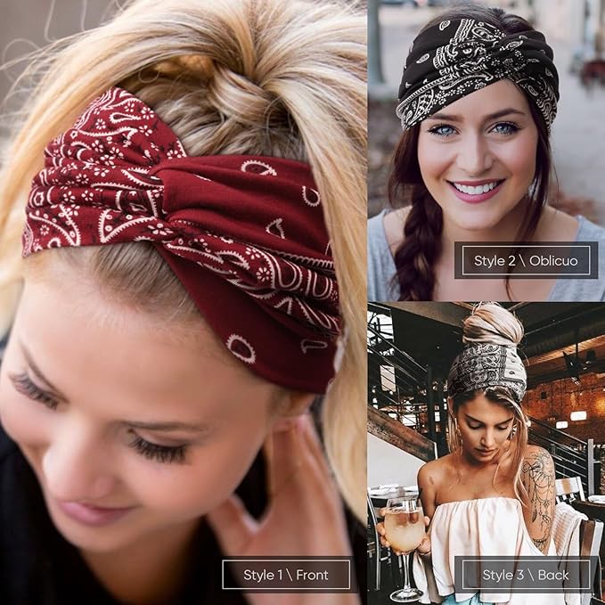 DRESHOW 8 Pack Turban Headbands for Women Wide Vintage Head Wraps Knotted Cute Hair Band Accessories