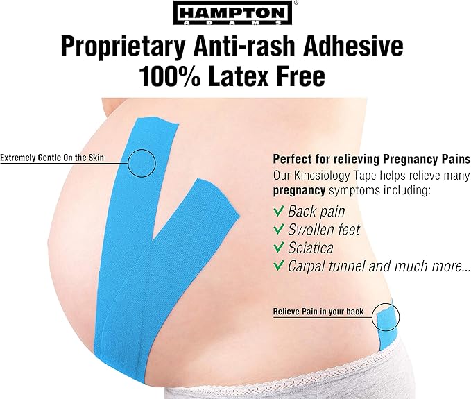 Hampton Adams | As Seen on Shark Tank | Elastic Kinesiology Tape (2-Pack) | Uncut Athletic Tape Supports & Protects Muscles Knees Shoulders & Plantar Fasciitis | Waterproof Hypoallergenic (Sky Blue)