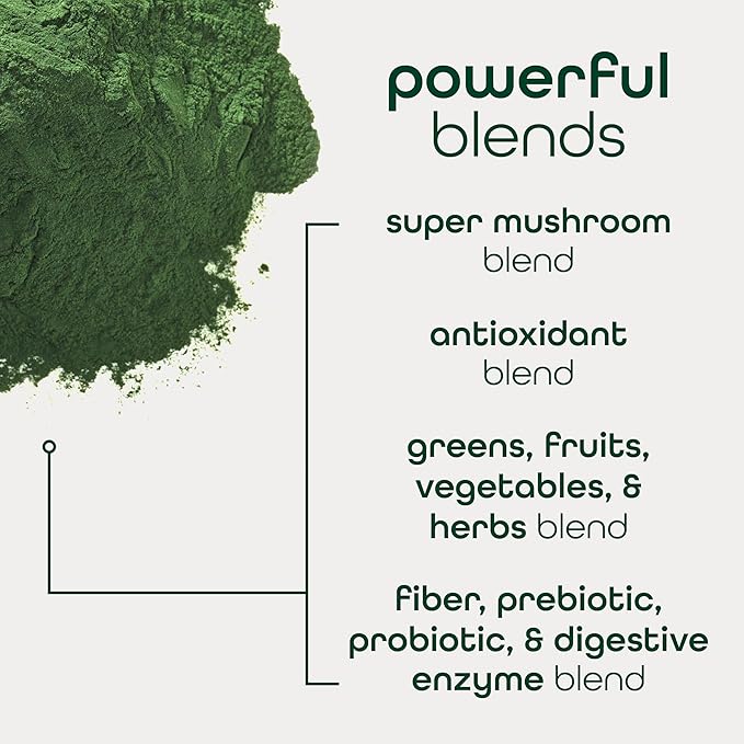 Zena Nutrition Organic Super Greens Powder, 70+ Superfoods, 0 Sugar, 3G Fiber, Spirulina, Chlorella, Antioxidants, Prebiotics/Probiotics, Digestive Enzymes, Green Apple, 30 Drink Mix Packets
