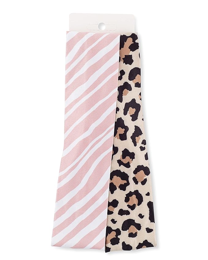 Goody Low Profile Headwraps - 2 Count, Cheetah & Stripe - Comfortable and Stylish Fabric Won't Pull, Snag or Damage Your Hair - Pain-Free Hair Accessories for Women, Men, Boys, and Girls