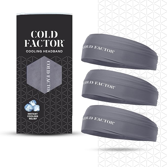 COLD FACTOR Instant Cooling Headband 3 Pack | Advanced Evaporative Comfort for Sports & Outdoor | UPF 50+ Protection | Long-Lasting Coolness | Ideal for Fitness, Hiking, Yoga, & Running