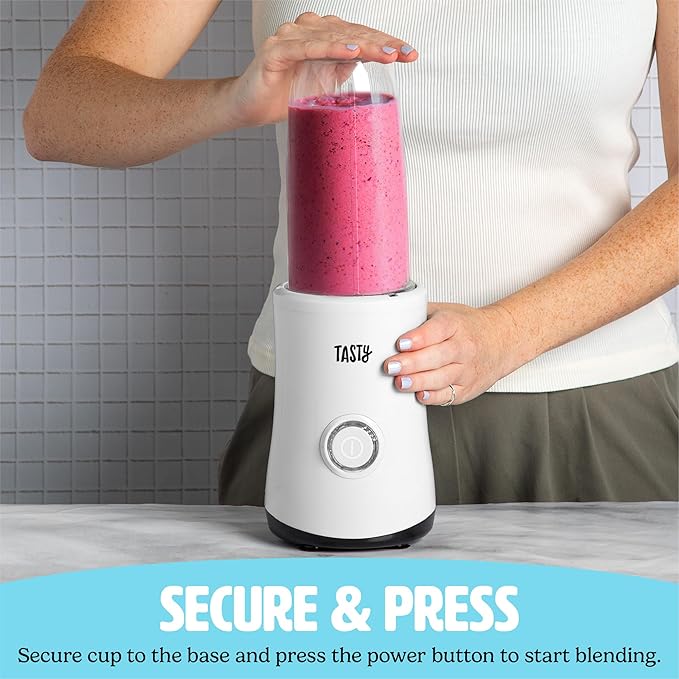 Personal Blender With Cups, 350W Powerful Blending Motor, 9-Piece Set With 4 Cups & Travel Lid, Compact & Portable, White