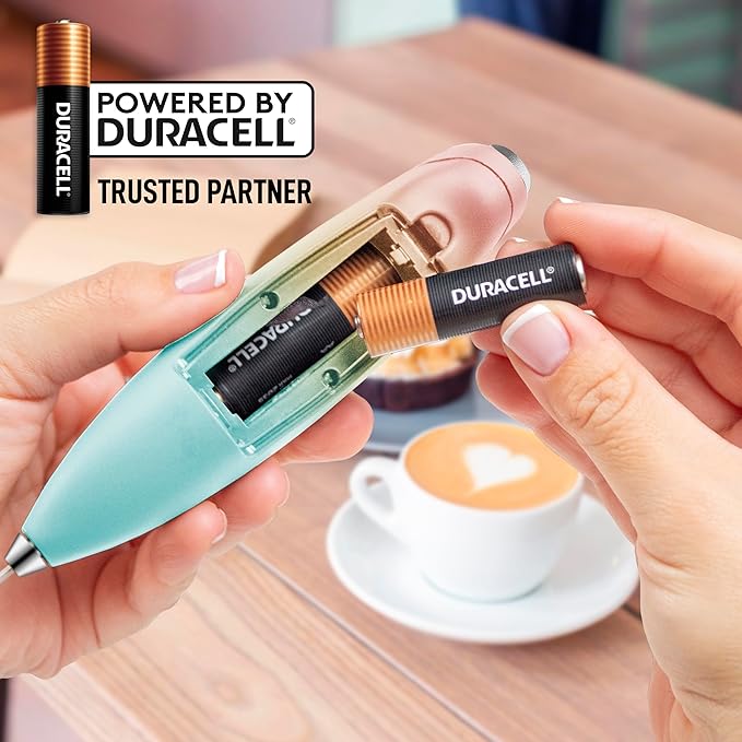 Zulay Kitchen Milk Frother Wand (2 Duracell Batteries Included) - Handheld Milk Frother - Easy-Clean Milk Frother Wand & Drink Mixer - Electric Coffee Frother for Frappe, Matcha - Cupcake