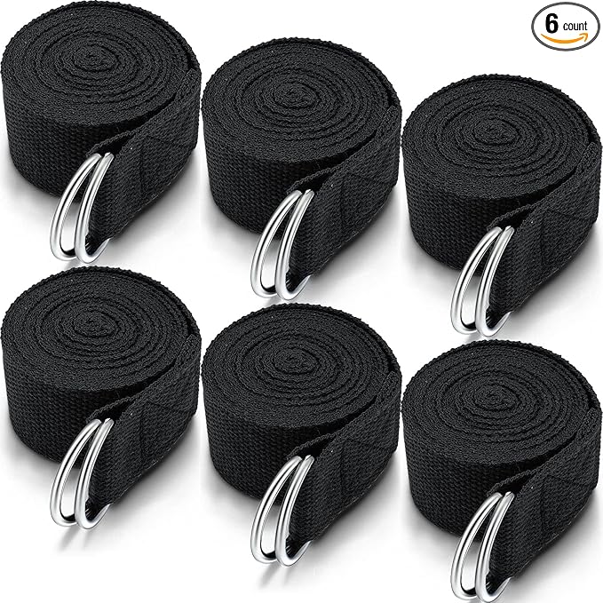 6 Pcs Yoga Strap for Stretching 8 Ft Yoga Exercise Adjustable Straps Bands with Safe Adjustable D Ring Buckle for Pilates Gym Workouts Fitness Improves Sitting Posture
