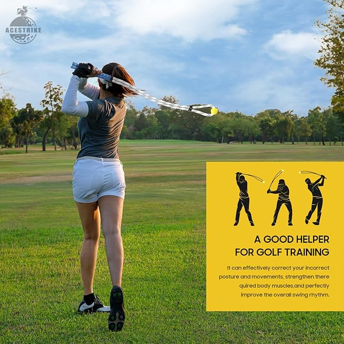 Golf Rope Swing Trainer, Golf Tyro Posture Corrector Professional Golf Training Aid, Master Tempo Golf Warm-Up Practice Equipment with Weighted Ball for Golfers of All Levels