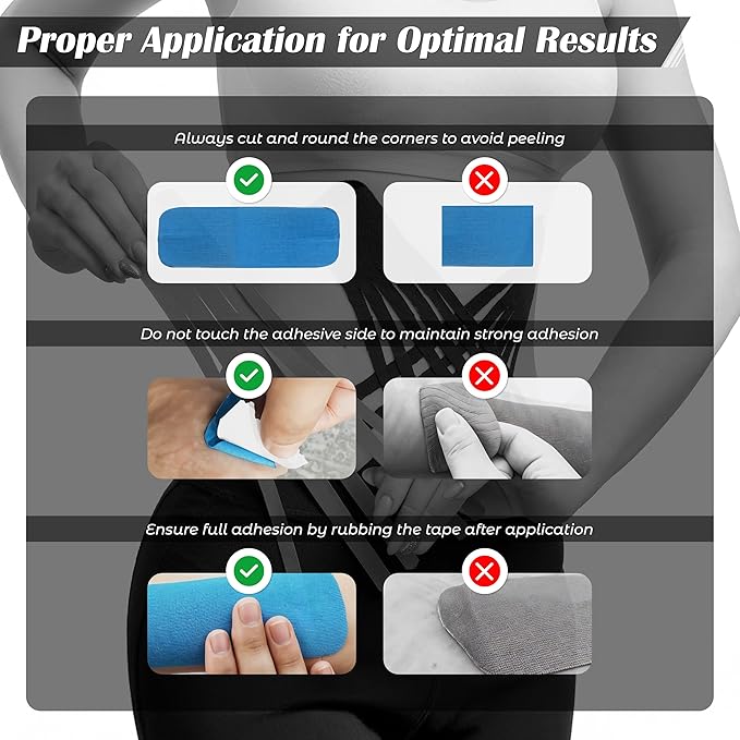 Kinesiology Tape Knees Pre-Cut 20 Inch, Muscle Tape, Athletic Tape for Injuries, Waterproof Roll, Sports Tape for Pain Relief, Physical Therapy Kinetic Tape for Knee, Shoulder, Back, Ankle, Foot