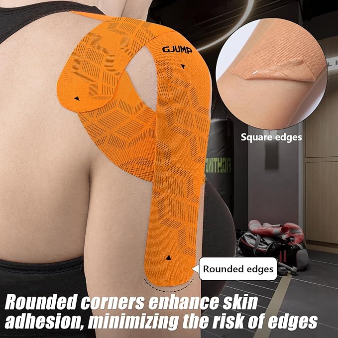 Kinesiology Tape, Original Cotton Elastic Athletic Tape for Muscle Strain Relief & Joint Support, 40 Count Precut Strips 2 Rolls, Waterproof & Breathable Sports Tape for Support and Recovery