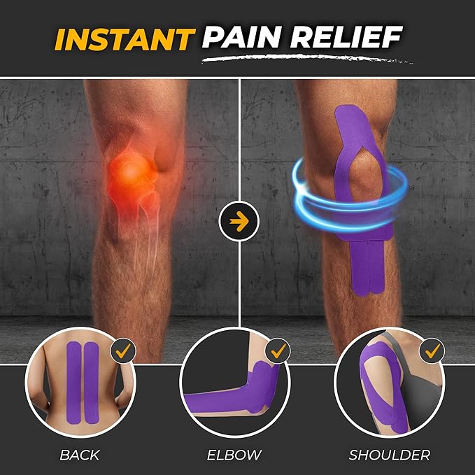 Kinesiology Tape-Incredible Support for Athletic Sports and Recovery + Free Taping Guide - Pre-Cut 2 inch 100 feet (Indigo Purple + Free Taping Guide, 1 Pack)