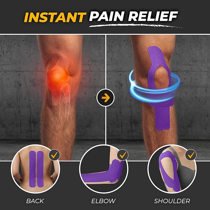 Kinesiology Tape-Incredible Support for Athletic Sports and Recovery + Free Taping Guide-Uncut 2 inch 50 feet Roll (Indigo Purple + Free Taping Guide, Pack of 1)