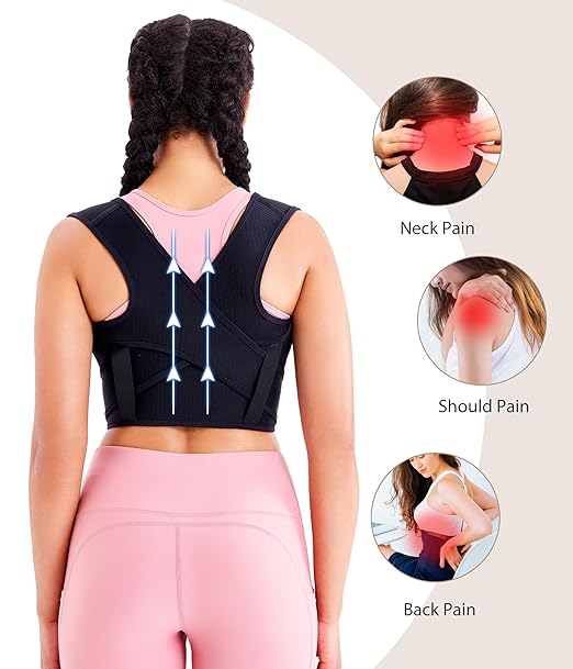 URSEXYLY Posture Corrector for Women Adjustable Upper Back Brace Posture Support Back Straightener Pain Relief(XS/S,Black)