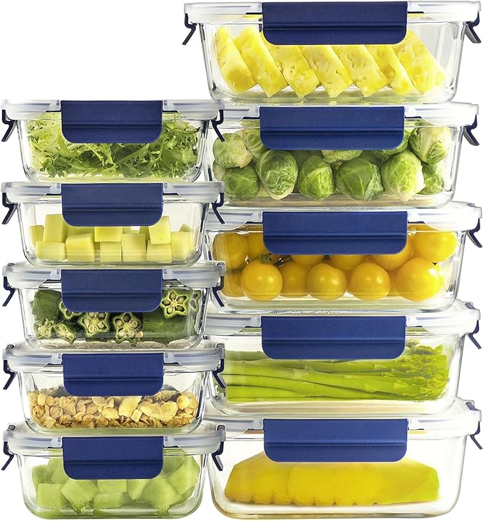 Glass Food Storage Containers with Lids Airtight, 10 Pack Meal Prep Containers, Bpa-free Lid Glass Lunch Box