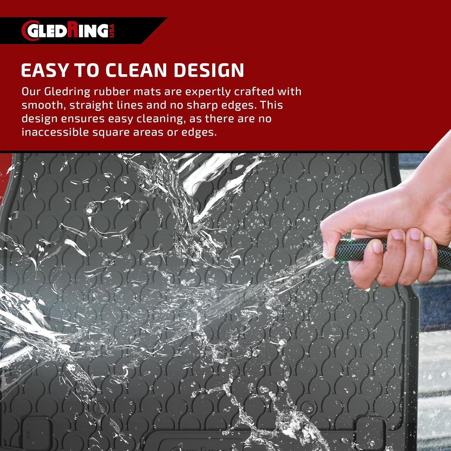 GledringUSA Custom Fit Rubber Mats Combo Pack Intended for Land Rover Range Rover Evoque (L538) 2012-2018, No Trimming Required, All-Weather, Protects from Rain, Mud, & Snow