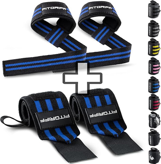 Fitgriff® Lifting Straps & Wrist Wraps (Bundle) Superior Support for Weightlifting & Gym Workouts - for Men and Women