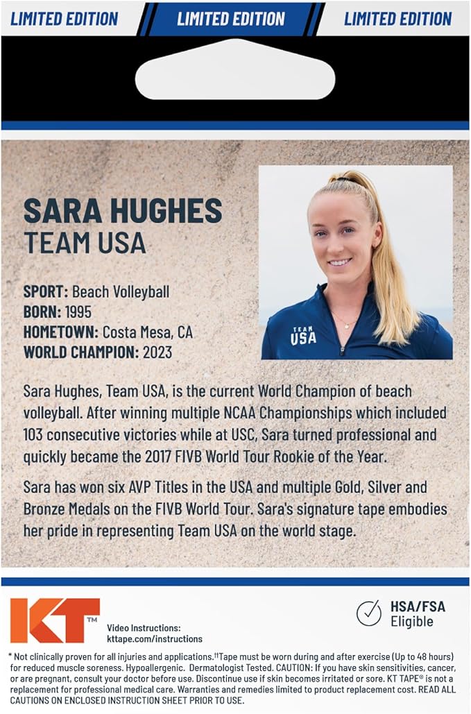 KT Tape, Pro Synthetic Kinesiology Athletic Tape, 20 Count, 10” Precut Strip