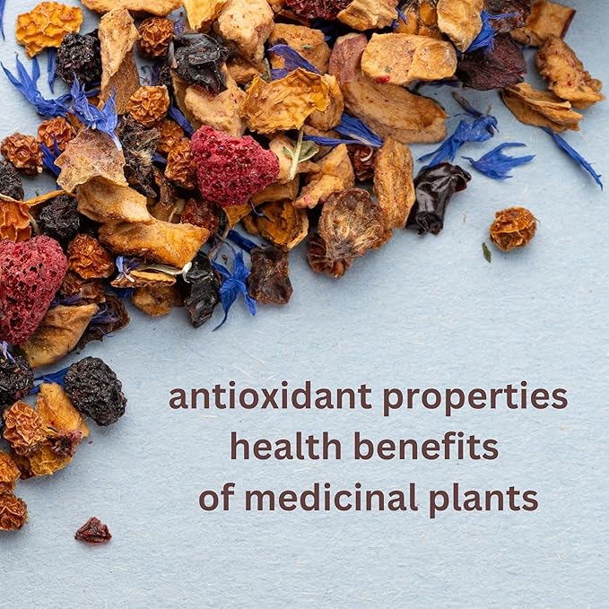 Loose Leaf Tea No Caffeine with Raspberry, Cornflower, Rosehip & Hibiscus (4oz.) – Fruit Tea Summer Herbal Infusion with Wild Berries