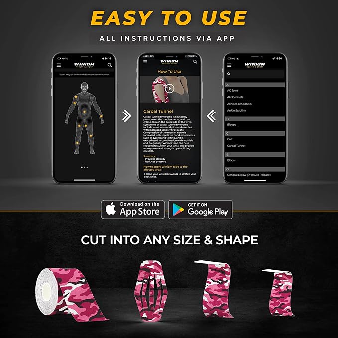 Kinesiology Tape-Incredible Support for Athletic Sports and Recovery + Free Taping Guide - Pre-Cut 2 inch 50 feet (Wild Pink Camo + Free Taping Guide, 1 Pack)