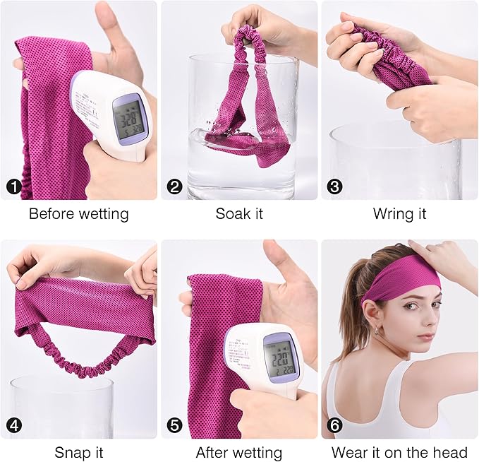 Sukeen Cooling Headband for Men Women, Instant Cooling Running Headband, Sweat Headbands for Workout, Sports Headbands for Yoga, Golf, Gym, Camping, Tennis, 20 inches