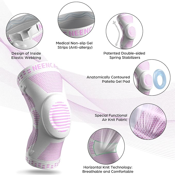 NEENCA Knee Brace for Women & Men, Medical Knee Support with Patella Pad & Side Stabilizers, Knee Compression Sleeve for Knee Pain, Meniscus Tear, ACL, Joint Pain, Runner, Workout - FSA/HSA Eligible