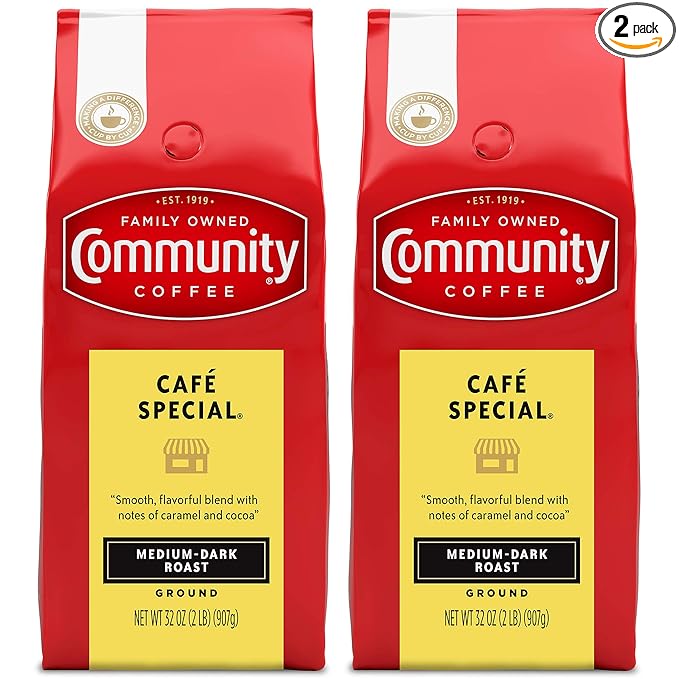 Community Coffee Cafe Special Ground Coffee, Medium Dark Roast, 64 Ounces (32 Ounce Bag-Pack of 2)