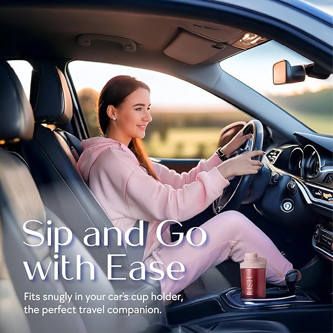 Paradise Shaker Bottle, 24 oz, Insulated Stainless Steel Protein Shaker, Smoothie and Pre Workout for Women, with Leakproof Twist-Off Chug Cap, Quiet Mixing, Pink Ombre, Pismo Sunset