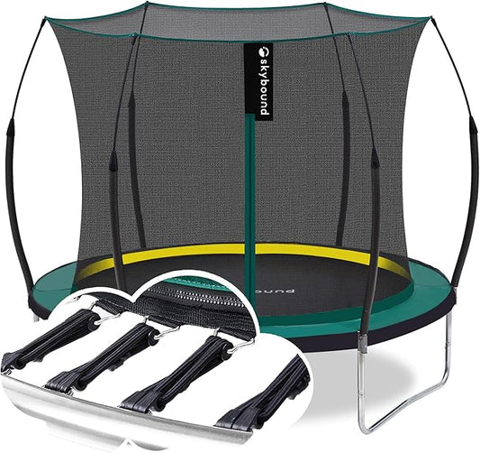 SkyBound 14 FT 12 FT 10FT 8FT 6FT Springless Trampoline for Kids and Adults - Recreational Trampolines with AntiRust Coating - Bungee Cords Outdoor Trampoline for Kids - No-Gap Design Zipper System