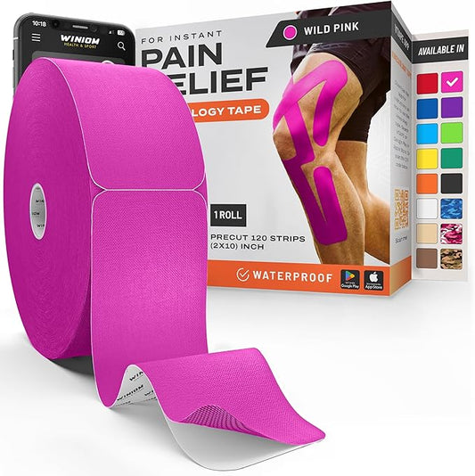 Kinesiology Tape-Incredible Support for Athletic Sports and Recovery + Free Taping Guide - Pre-Cut 2 inch 100 feet (Wild Pink + Free Taping Guide, 1 Pack)