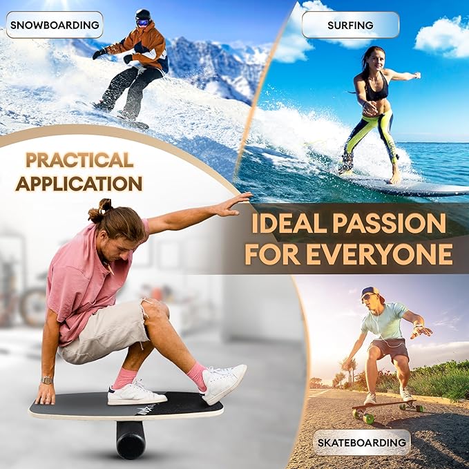 Yes4All Balance Board Sports Trainer, Surf Trainer Board With Adjustable Stoppers, Improve Core Strength and Balance Control