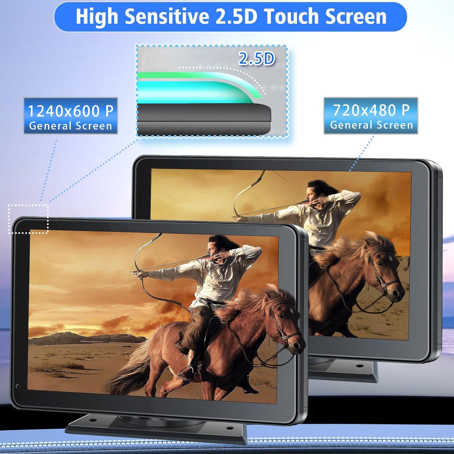 Portable Wireless with Apple CarPlay and Android Auto Screen for Car, 7" HD Touch Screen Car Stereo with Mirror Link, Bluetooth 5.2, Backup Camera, AUX,FM Transmitter for All Vehicle