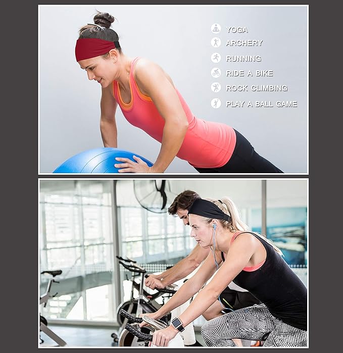 IUGA Adjustable Headbands for Women Non Slip Stretchy Workout Sweatbands for Sports Yoga Fitness Running Hairbands Bike Helmet Friendly Fits All Women & Men