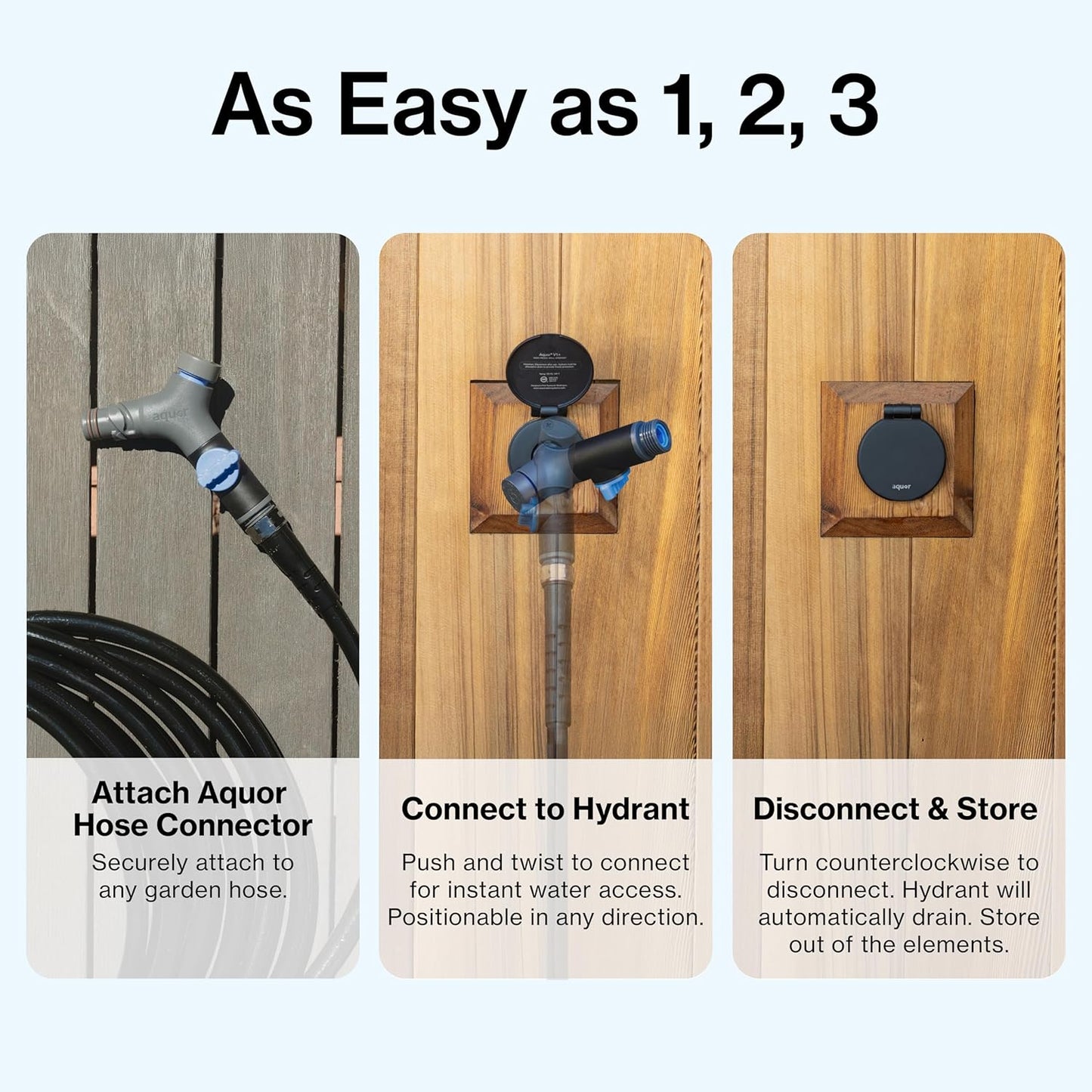 Aquor Comfort Grip VB Hose Connector – Garden Hose Connector with Built-In Vacuum Breaker & Ball Valve, Backflow Prevention, Ergonomic Non-Slip Grip – Slate Gray, Compatible with Aquor Hydrants