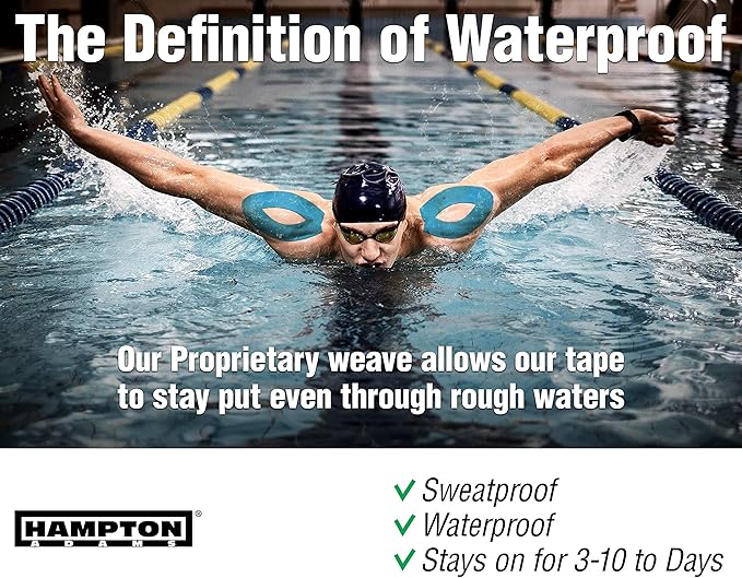 Hampton Adams | As Seen on Shark Tank | Elastic Kinesiology Tape (2-Pack) | Uncut Athletic Tape Supports & Protects Muscles Knees Shoulders & Plantar Fasciitis | Waterproof Hypoallergenic (Sky Blue)