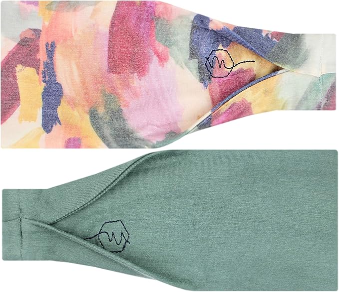 Maven Thread Headbands for Women - Wide Sports Headband for Running, Exercise, Gym, Athletic Workouts and Yoga, 4" Thick Non-Slip Sweatbands, 2Pack