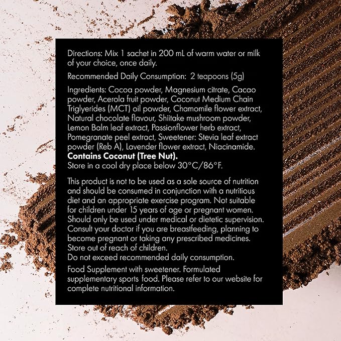 WelleCo The Evening Elixir Skin Care Vitamin C Hot Chocolate Beauty Drink Mix with Niacin, Lemon Balm, and Magnesium for Sleep, Collagen Formation, Gluten Free, Vegan, Dairy Free, 150g (5.3oz) Jar