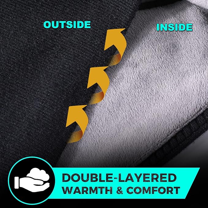 WTACTFUL Winter Double-Layer Fleece Ear Warmers Muffs Headband Ear Covers for Men Women Ski Running Cycling Hiking