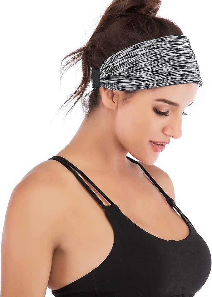 IUGA Adjustable Headbands for Women Non Slip Stretchy Workout Sweatbands for Sports Yoga Fitness Running Hairbands Bike Helmet Friendly Fits All Women & Men