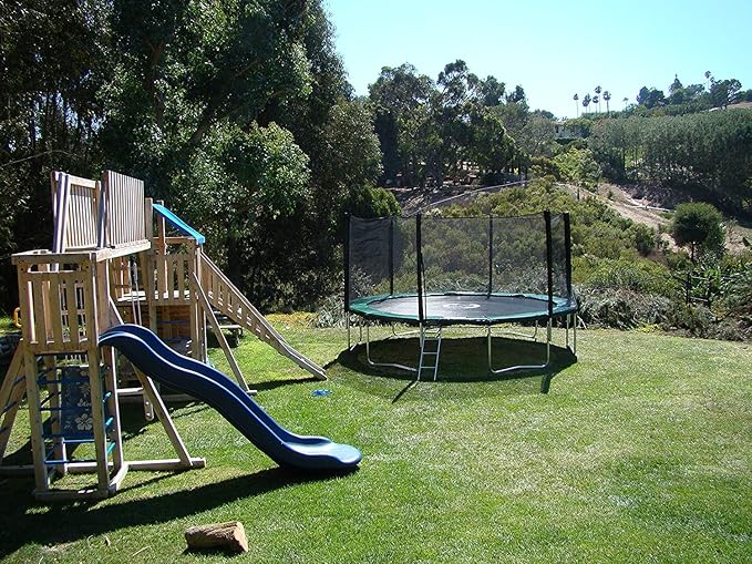 Happy Trampoline Round Trampolines 14 FT, 15 FT, 16 FT - ASTM Approved - Outdoor Gymnastic Trampolines for Adults and Kids with Net Enclosure