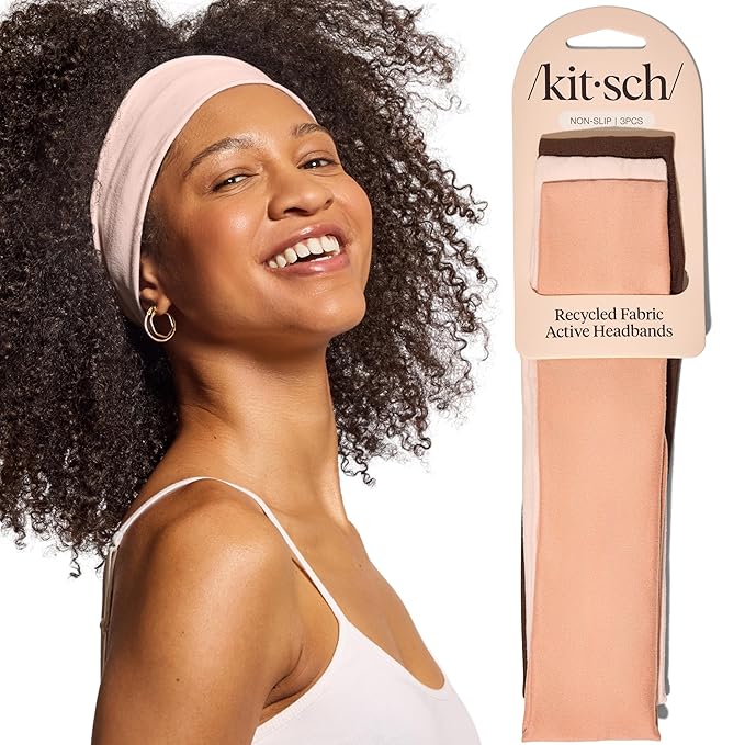 Kitsch Wide Headbands for Women - Fashion Sports Headband for Workout, Yoga, Gym, Running, Exercise | Stretchy Head Bands for Women’s Hair | Hair Accessories for Women - Rosewood, 3pcs