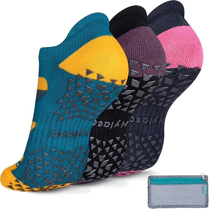 Hylaea Unisex Non Slip Socks with Grip for Yoga, Hospital, Pilates, Barre | Ankle, Cushioned