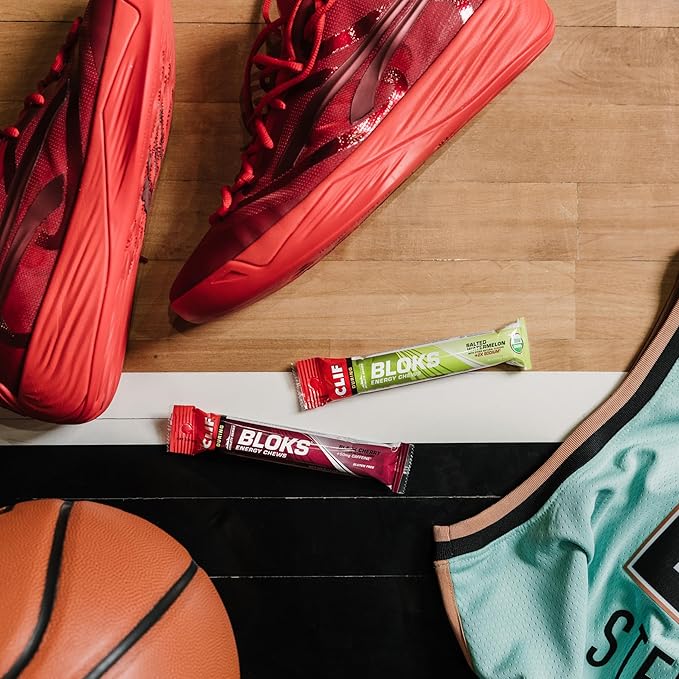 CLIF BLOKS - Salted Watermelon Flavor with 2X Sodium - Energy Chews - Non-GMO - Plant Based - Fast Fuel for Cycling and Running - Quick Carbohydrates and Electrolytes - 2.12 oz. (18 Count)