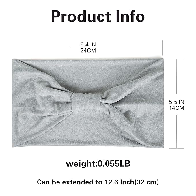 GILI 6 Pack Wide Headbands for Women Non Slip Soft Elastic Hair Bands Yoga Running Sports Workout Gym Head Wraps, Knotted Cotton Cloth African Turbans Bandana (with 6 Pcs Hair Ties)