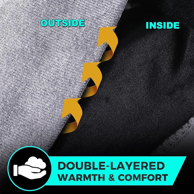 WTACTFUL Winter Double-Layer Fleece Ear Warmers Muffs Headband Ear Covers for Men Women Ski Running Cycling Hiking